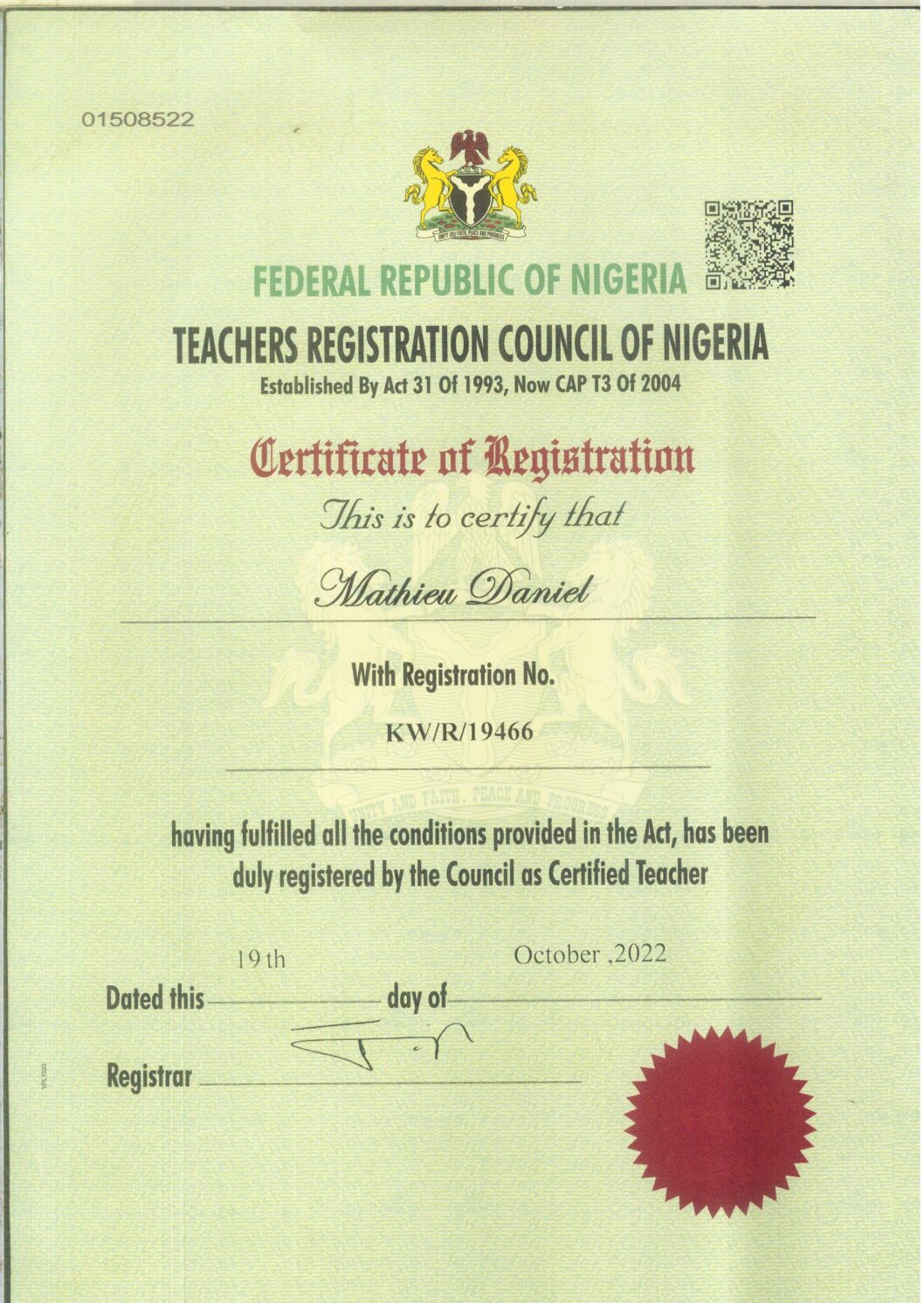 Certificate